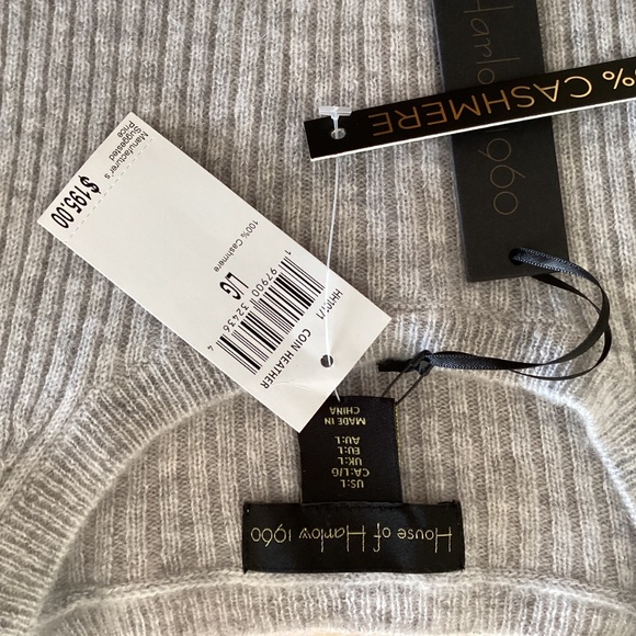 House of Harlow 1960 Heather Gray 100% Cashmere Sweater Top Short Sleeve Sz L - Picture 5 of 10